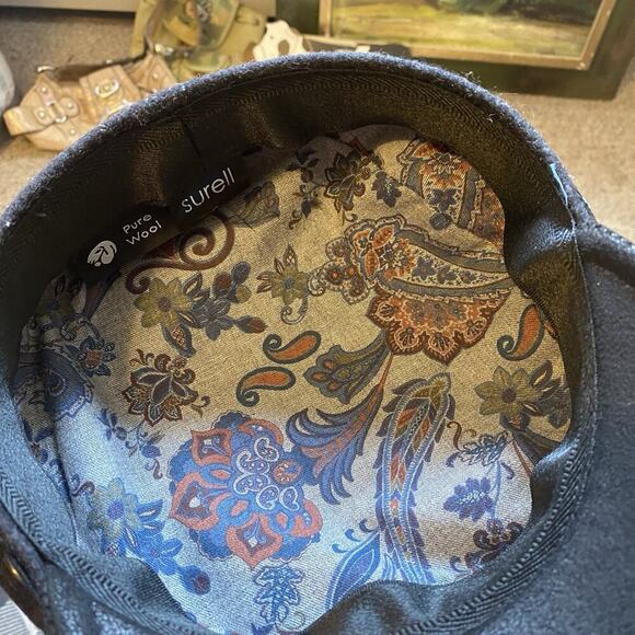 Surell Pure Wool Hat Baseball Cap Black Grey Unisex Adult Size S Made In Italy - Picture 7 of 8